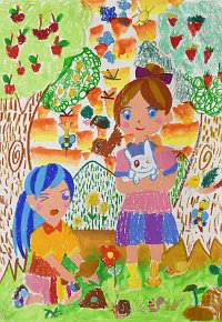 CHAN-HEI-YEE-NANCY_AGE-5-_MY-FRIEND-AND-I-IN-FOREST_PAINT-ON-A3-PAPER