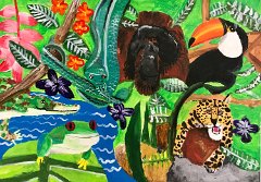 CorinnavLee-age-5-Animals-in-rainforest-A4-acrylic-on-paper-Learning-Habitat-kindergarten-in-Hong-Kong-China