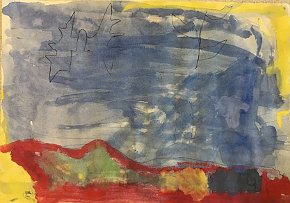 Amged Zahraoui-Kumuyi, age 8, The Midnight, A3 watercolour, tempera paint and oil pastels on paper, Gillespie Primary School in London, UK
