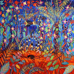 The Creation of Uni (Ayahuasca). 100cm x 100cm acrylic on canvas