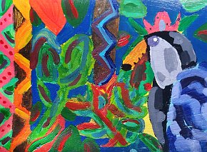 Holly. Year 8. Great sankey high school. Warrington. Uk. Acrylic on card