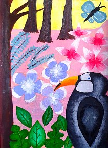 Niamh. Year 8. Great Sankey High School. Warrington. UK. Acrylic on card.