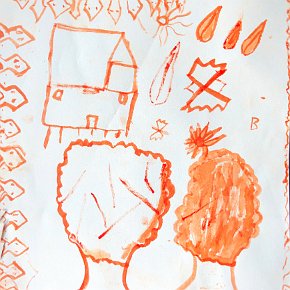 Danieli Yawanawá. Annatto seed paint on paper. 21cm x 21cm