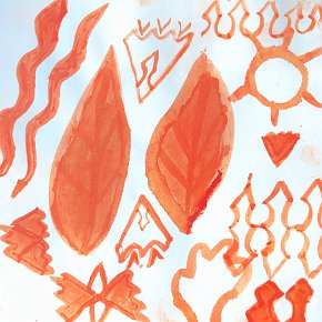 Joana Yawanawá. Annatto seed paint on paper. 21cm x 21cm