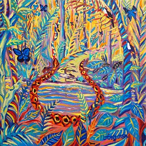 The Healing Shaman - Painting by John Dyer. 24 x 24 inches acrylic on canvas