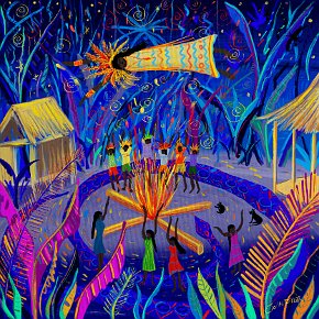 Yawanawá Tribal Ceremony. Procreate digital painting by John Dyer