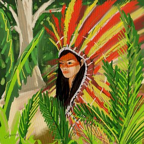 Yawanawá Tribal Woman. Procreate digital painting by John Dyer