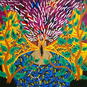 Awavana - Painting by Nixiwaka Yawanawá. 24 x 24 inches acrylic on canvas