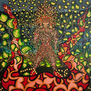 Creation of Uni (Ayahuasca) . 100 cm x 100 cm acrylic on canvas