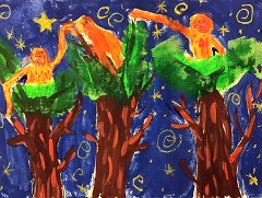 Matylda-Rys-8-Borneo-Orangutans-A4-paint-on-paper-Southwold-Primary-School-London-UK