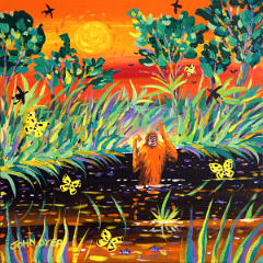 Borneo Sunset. 12x12 inches Acrylic on canvas. Borneo