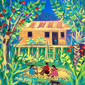 Musical Day at Batu Bungan, Borneo.12x12 inches Acrylic on canvas. Borneo