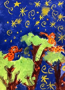 Aerama-Rehman-6-Borneo-Orangutans-A4-paint-on-paper-Southwold-Primary-School-London-UK