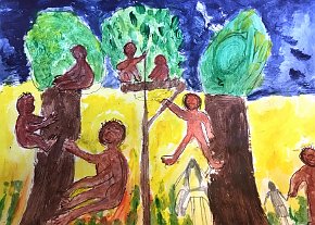 Anuk-Salgado-aged-6-metallic-and-acrylic-paints-on-card-Orchard-Primary-School-UK