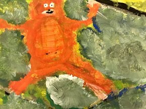 Grace-Kean-Age-10-Boxgrove-C-of-E-Primary-School-Chichester-UK-u201cOrangutanu201d-A3-size-Acrylic-on-paper