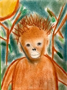 Imogen-Edwards-Age-10-Boxgrove-C-of-E-Primary-School-Chichester-UK-u201cOrangutanu201d-A5-Pastels-on-paper