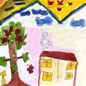 stive Baya Penan. Age 10. Batu Bungan Mulu. 21 x 21 cm watercolour on paper