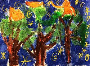 David-Nawasielski-8-Borneo-Orangutans-A4-paint-on-paper-Southwold-Primary-School-London-UK