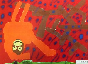 Freddie, Age 7, Orangutan Hanging on a Tree, A4 Watercolour, Anson Primary School