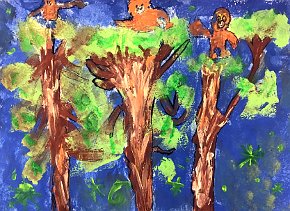 Jordan-Lewis-6-Borneo-Orangutans-A4-paint-on-paper-Southwold-Primary-School-London-UK