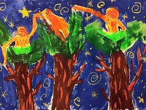 Matylda-Rys-8-Borneo-Orangutans-A4-paint-on-paper-Southwold-Primary-School-London-UK