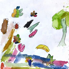 Rosesilla Penan. Age 6. Mulu. 21 x 21 cm watercolour on paper