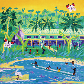 Penan Welcome, Long Iman 12x12 inches Acrylic on canvas. Borneo