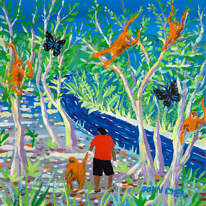 Person of the Forest. 12x12 inches Acrylic on canvas. Borneo