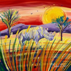 'Northern White Rhino' iPad drawing using Procreate by artist John Dyer