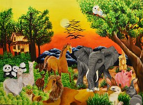 CHAN-YING-YI_AGE-16_AN-EVENING-IN-AFRICA_PAINT-ON-A1-PAPER_SCHOOL-OF-CREATIVITY_HONG-KONG_CHINA