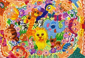 AU-TSZ-CHING_AGE-8_ANIMAL-UNIVERSE-IN-AFRICA_PAINT-ON-A3-PAPER_SCHOOL-OF-CREATIVITY_HONG-KONG_CHINA