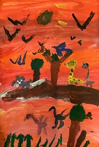 Maddox Mitchell Age 7 Beautiful Kenya Paint on A3 Paper