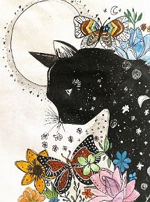 Aparajita Ashwin, age 12, The Philosophical Panther, A4 Acrylic and Water Colour, Wellington School UK