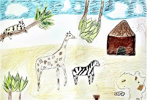 Maja Drinovac, 12, Africa, A3, markers, crayons, Ivankovo, Croatia