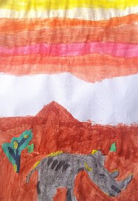 Phoebe Assheton-Smith, age 9, Savannah Rhino, A4 paper
