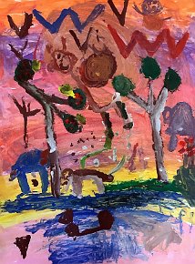 Henry Burrage Age 5 The Giraffe Paint on A2 Paper