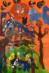 Brynley Barnett Age 6 African Sunset Paint on A3 Paper