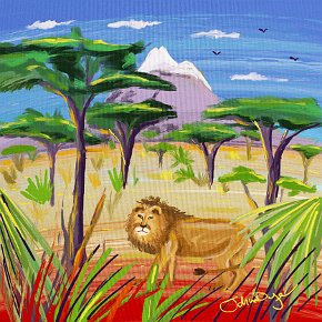 'Meru Lion' iPad drawing using Procreate by artist John Dyer