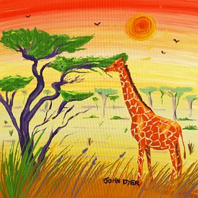 'Nibbling the Acacia' iPad drawing using Procreate by artist John Dyer