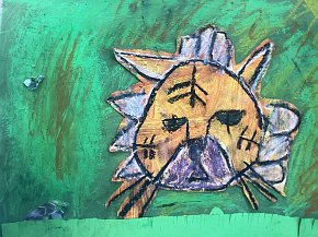 Albert Merrit, age 8, Trythall school Cornwall UK, Tiger in India, mixed media