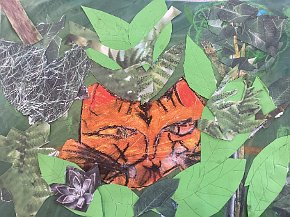 Luna Merryweather, age 7, Trythall school, Cornwall, UK, Tiger in India, mixed media