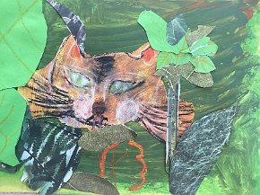 Milly Reynolds, age 7, Trythall school, Cornwall UK, Tiger in India, mixed media