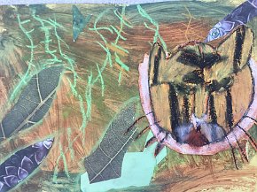 Benji Chapman, age 8, Trythall school UK, Tiger in India, mixed media